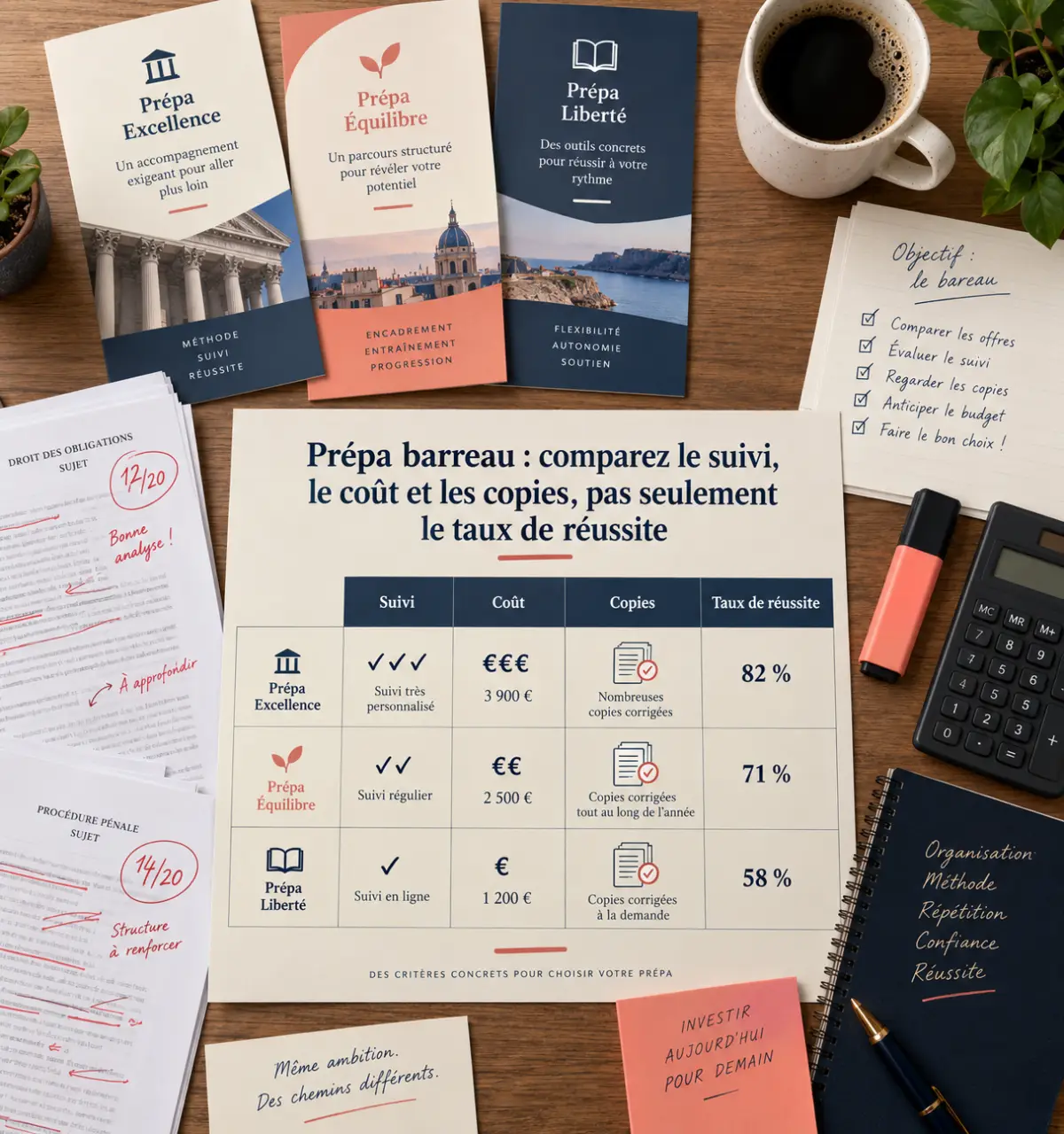 Prépa barreau : comparez le suivi, le coût et les copies, pas seulement le taux de réussite