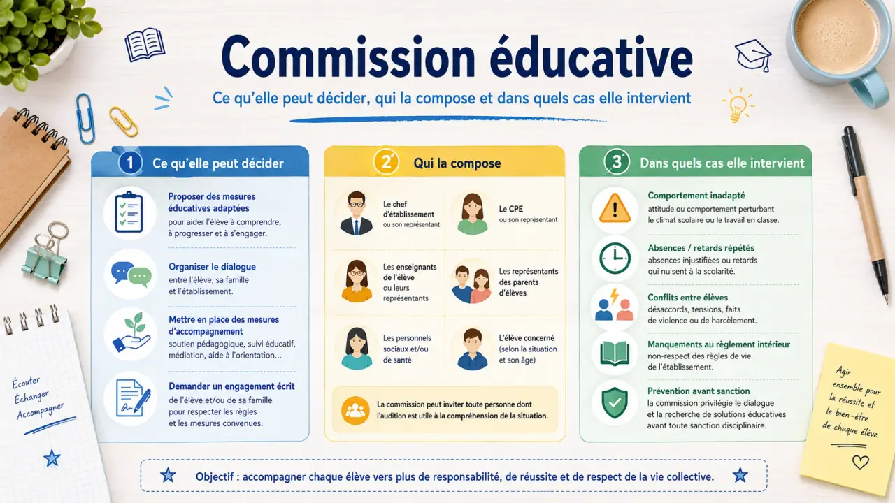 Commission éducative : ce qu’elle peut décider, qui la compose et dans quels cas elle intervient