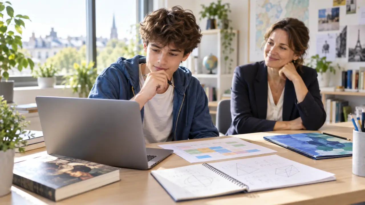 Lycéen réfléchissant au choix de ses spécialités et à son orientation