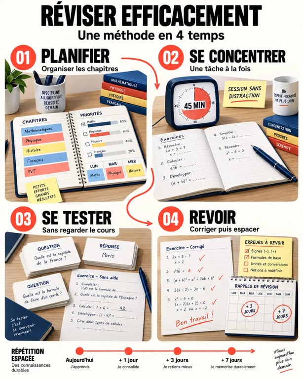 Comment bien réviser : les quatre étapes d'une méthode de révision efficace