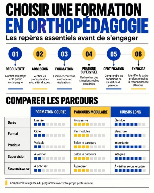 Formation en orthopédagogie : parcours, pratique supervisée et critères de choix