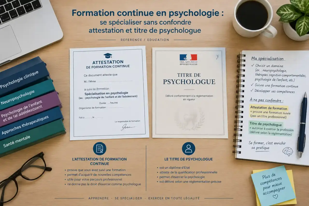 Formation continue en psychologie : se spécialiser sans confondre attestation et titre de psychologue