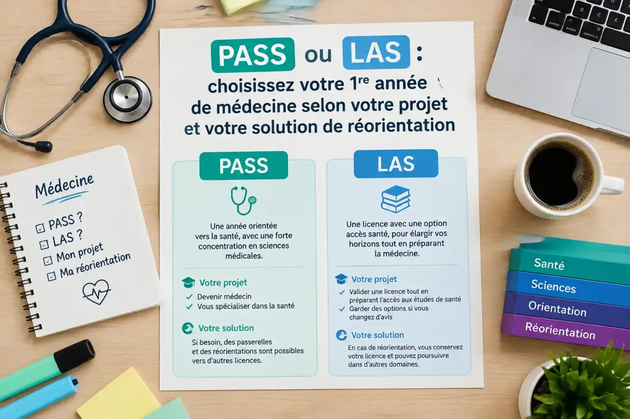 PASS ou LAS : choisissez votre 1re année de médecine selon votre projet et votre solution de réorientation