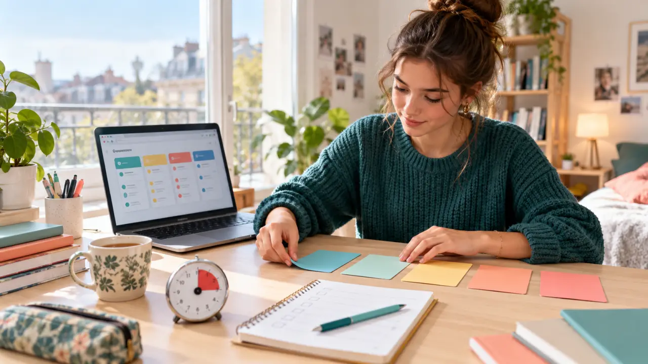 Une lycéenne organise ses choix d’orientation et compare des formations sur son ordinateur