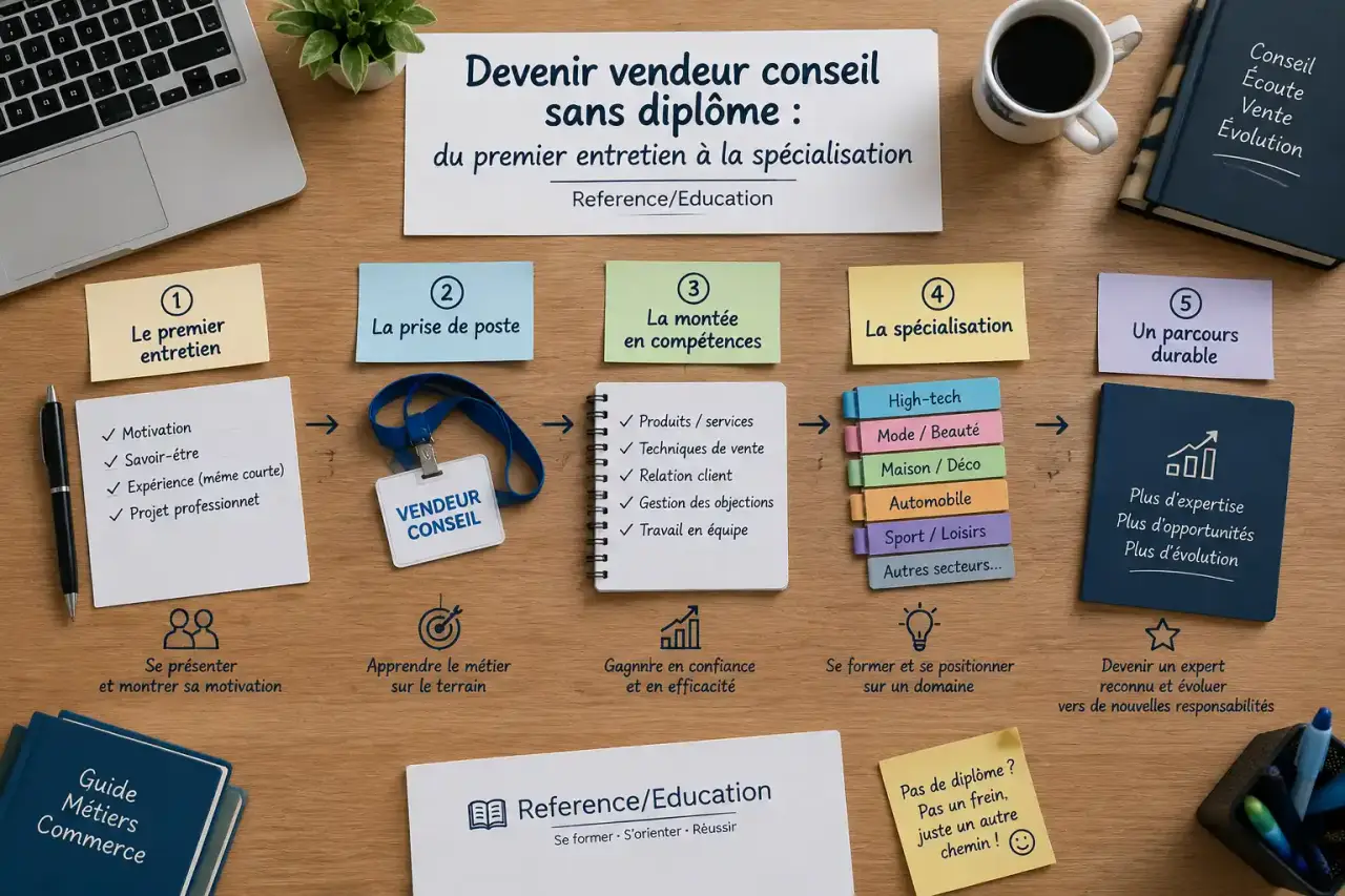 Devenir vendeur conseil sans diplôme : du premier entretien à la spécialisation